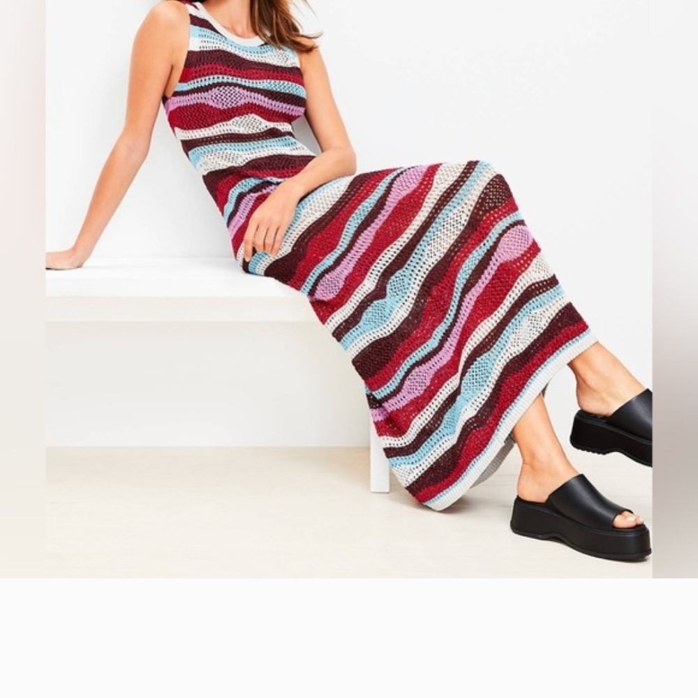 LOFT Colorful Striped Maxi Dress
